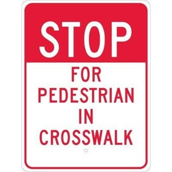 Nmc Stop For Pedestrian In Crosswalk Sign, 18" W, 24" H, English, Retroreflective Grade: Engineer TM168J